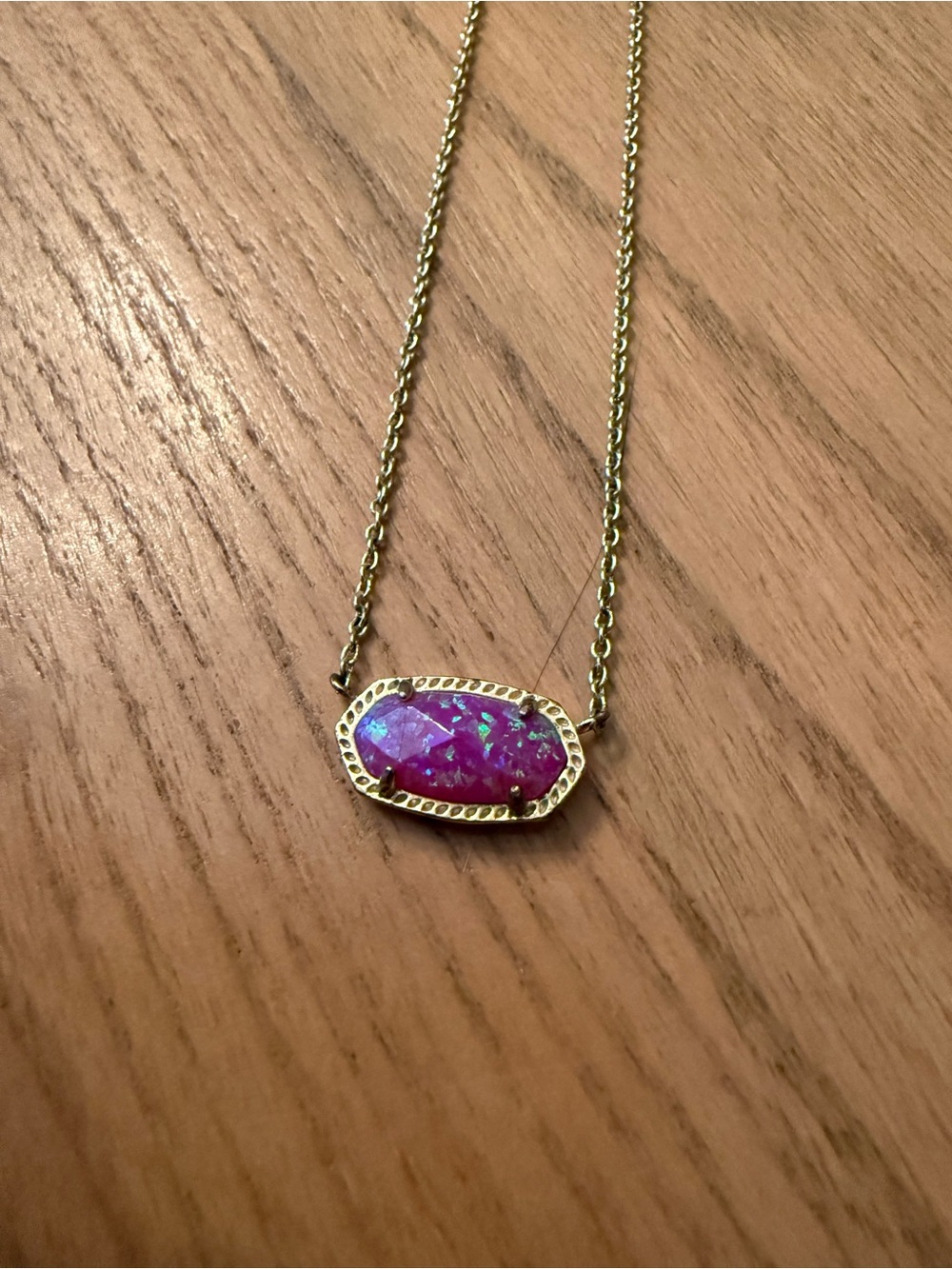 Kendra Scott Gold-Tone Necklace with Pink Iridescent Pendant